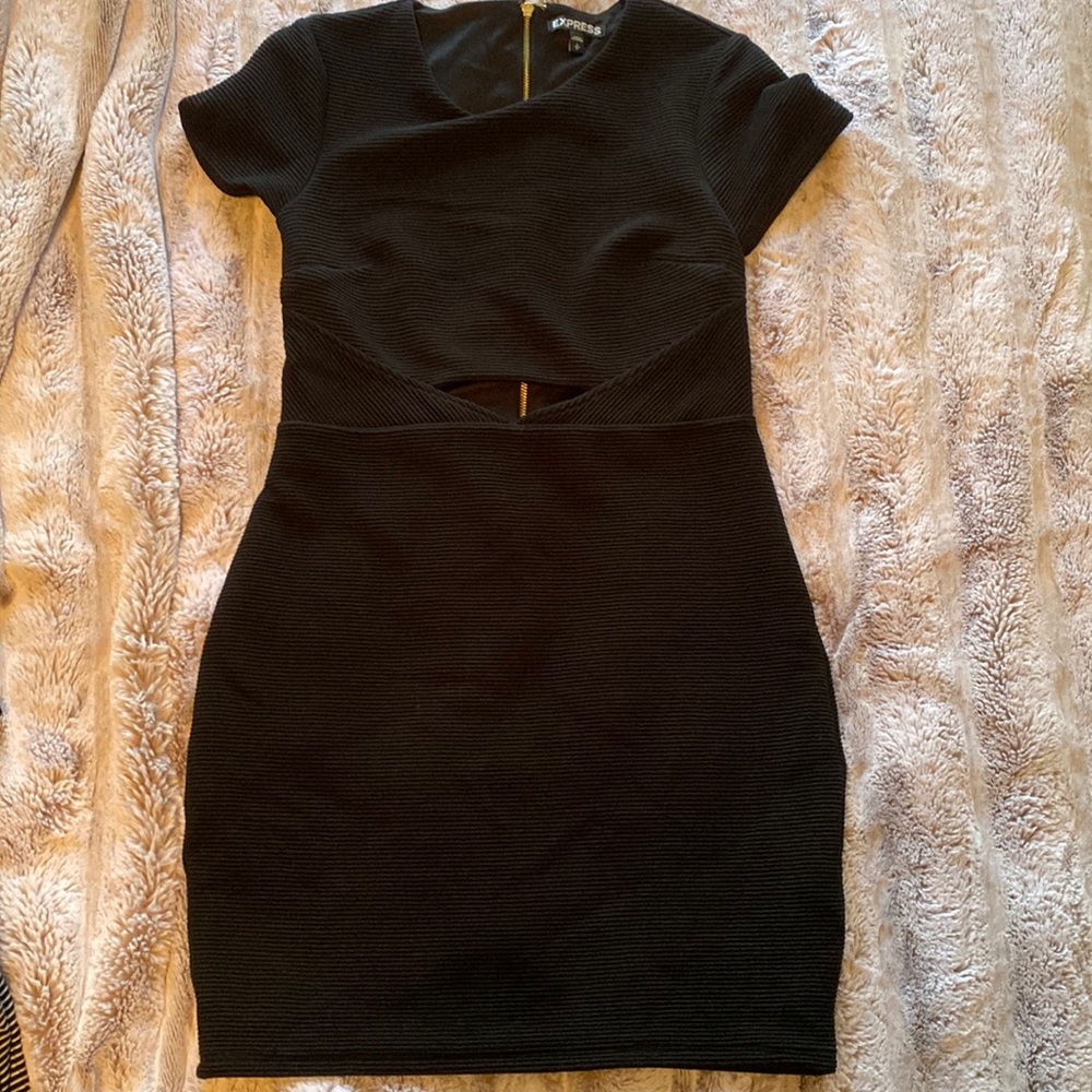 Black express dress size small with keyhole opening in middle worn once
